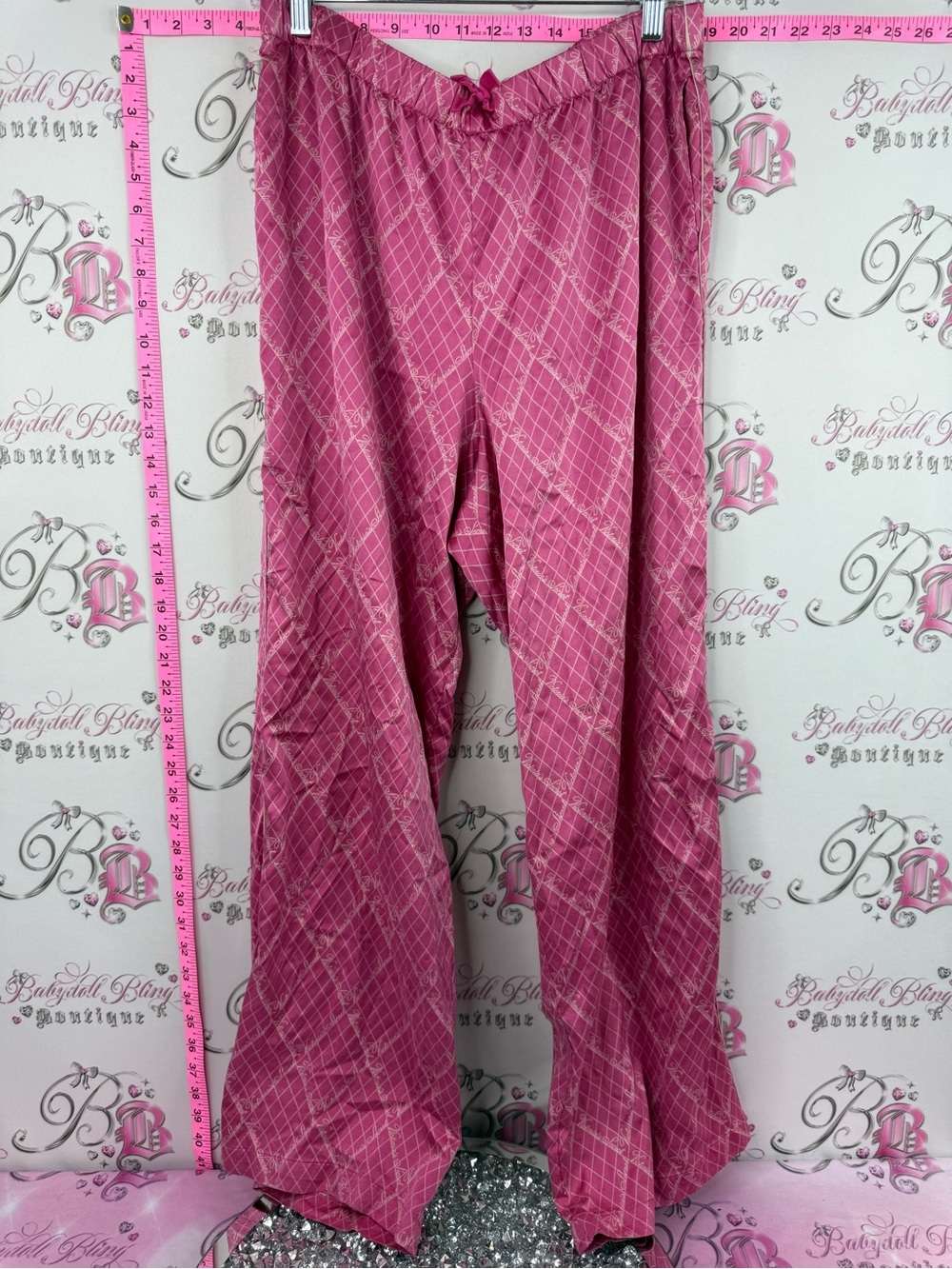 Victoria's Secret pants shiny Pink Patterned Satin Pajama Pants